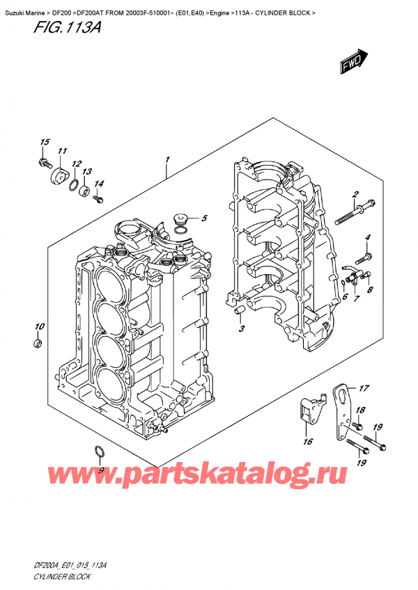 ,  , Suzuki DF200A TL / TX FROM 20003F-510001~ (E01)  2015 , Cylinder Block