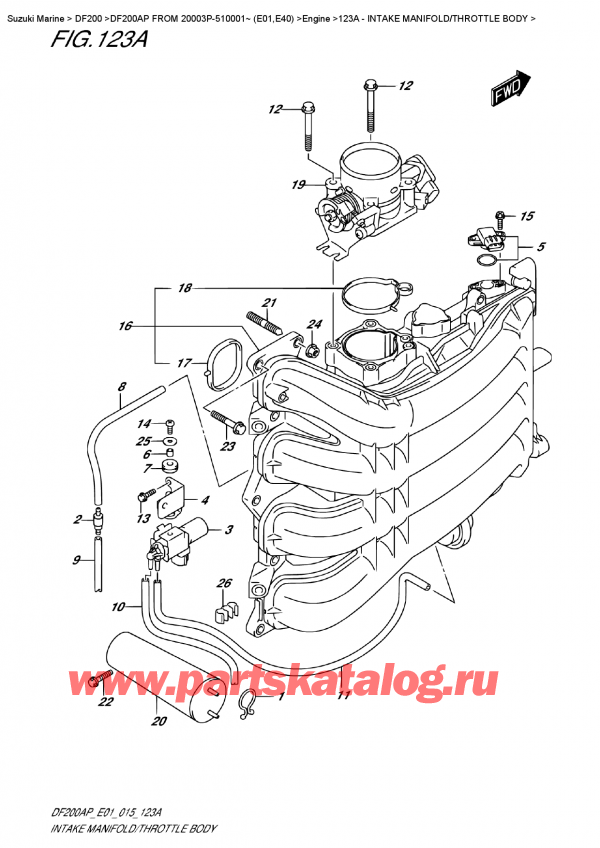  ,   , SUZUKI DF200 APL / APX FROM 20003P-510001~ (E01), Intake Manifold/throttle  Body