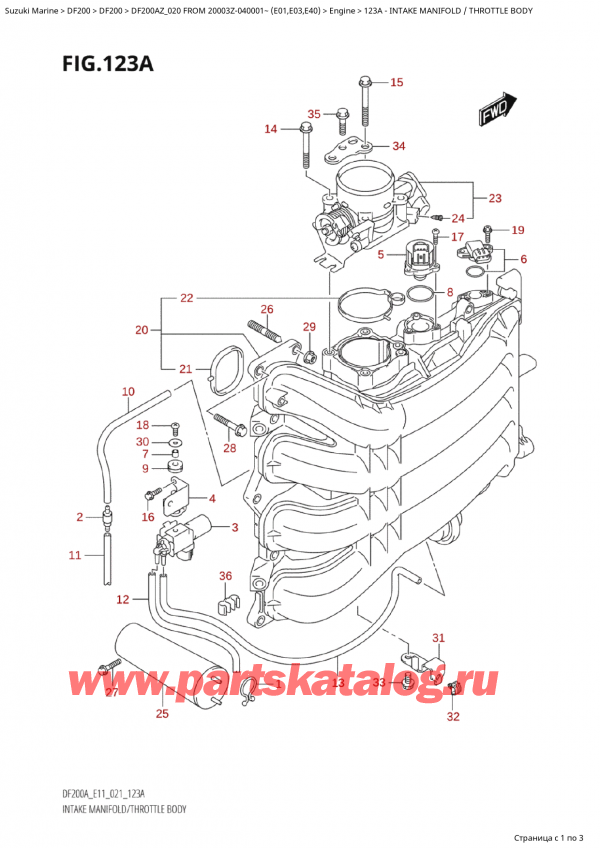   ,  , SUZUKI Suzuki DF200A ZL / ZX FROM 20003Z-040001~  (E01 020),   /   - Intake Manifold  /  Throttle  Body