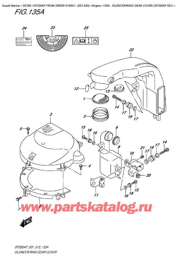 ,   , Suzuki DF200 APL / APX FROM 20003P-510001~ (E01)  2015 ,  /    (Df200Ap E01) - Silencer/ring  Gear  Cover  (Df200Ap  E01)