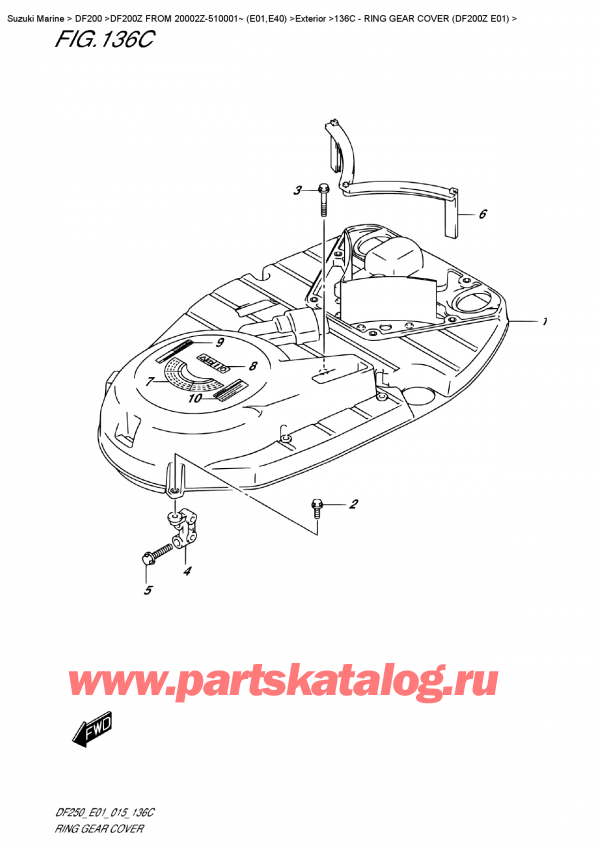   ,   , Suzuki DF200Z X / XX  FROM 20002Z-510001~ (E01), Ring  Gear Cover  (Df200Z  E01) -    (Df200Z E01)