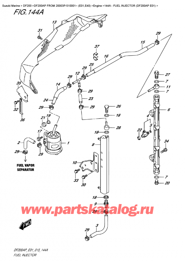 ,   , Suzuki DF200 APL / APX FROM 20003P-510001~ (E01),   (Df200Ap E01) - Fuel Injector  (Df200Ap  E01)