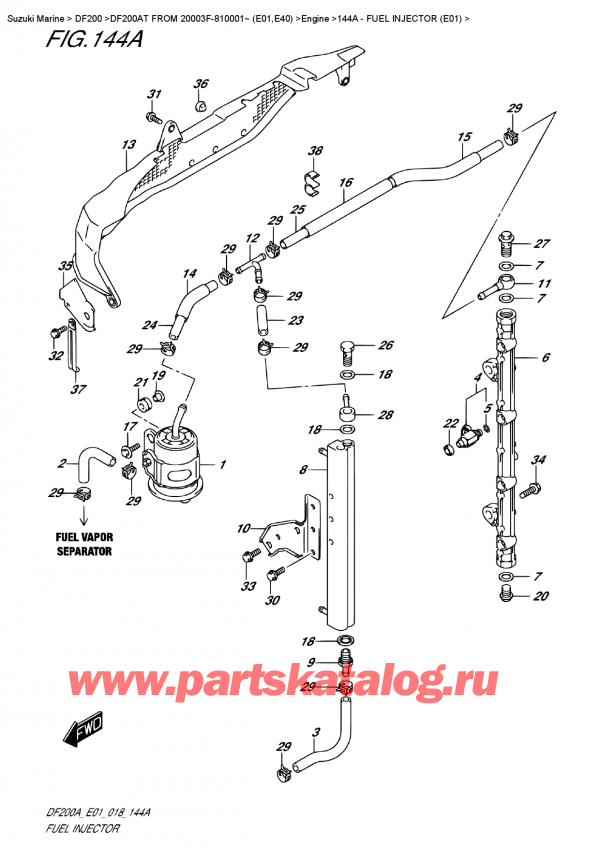  ,   , Suzuki DF200A TL / TX FROM 20003F-810001~ (E01),   (E01) / Fuel Injector  (E01)