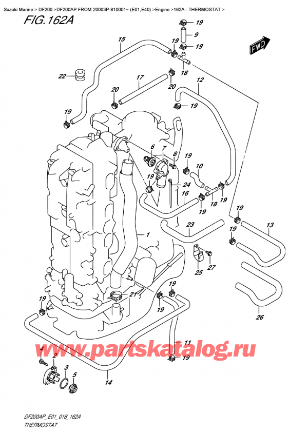  ,   , Suzuki DF200AP L/X FROM 20003P-810001~ (E01)  2018 , Thermostat - 