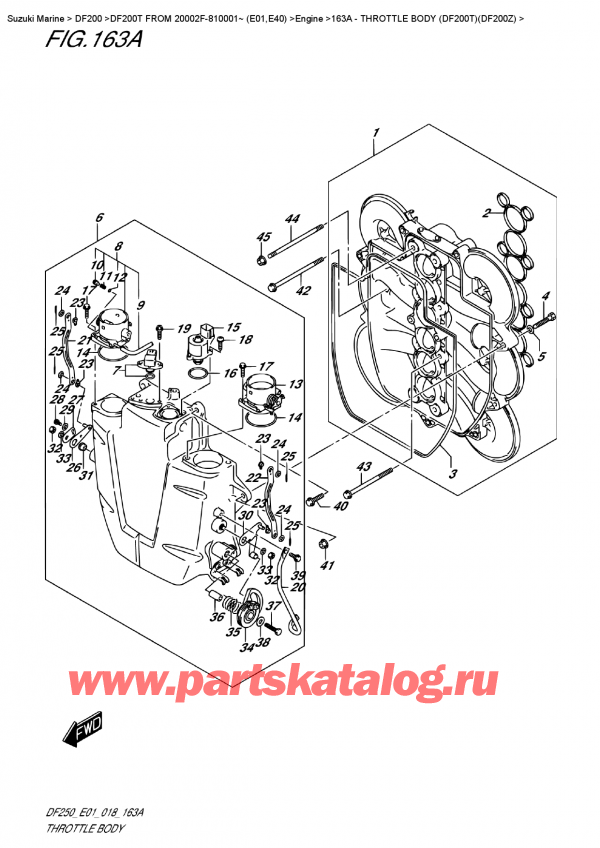 ,   , Suzuki DF200T X FROM 20002F-810001~ (E01)   2018 , Throttle Body  (Df200T)(Df200Z)