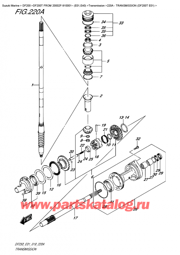  ,    , Suzuki DF200T X FROM 20002F-910001~ (E01)  2019 ,  (Df200T E01) - Transmission   (Df200T  E01)