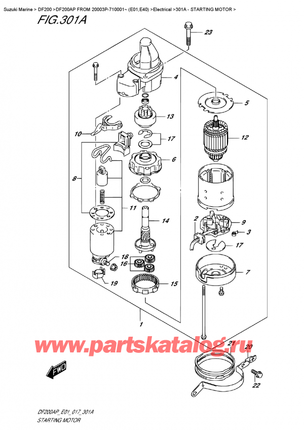 ,  ,  DF200A PL / PX FROM 20003P-710001~ (E01)  , Starting  Motor -  