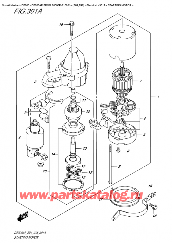 ,    , Suzuki DF200AP L/X FROM 20003P-810001~ (E01)  2018 , Starting  Motor /  