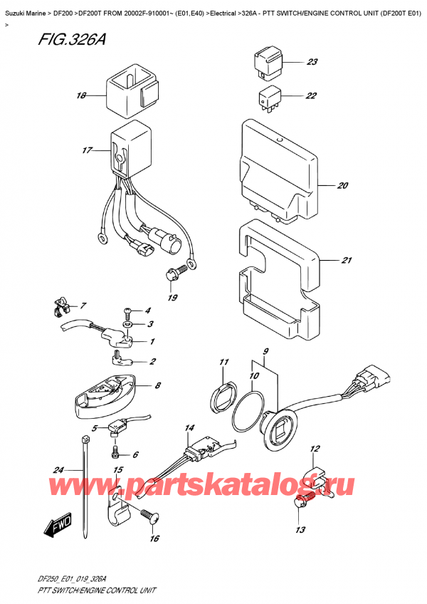  , ,  DF200T X FROM 20002F-910001~ (E01)  2019 ,   /    (Df200T E01) - Ptt  Switch/engine    Control  Unit  (Df200T  E01)