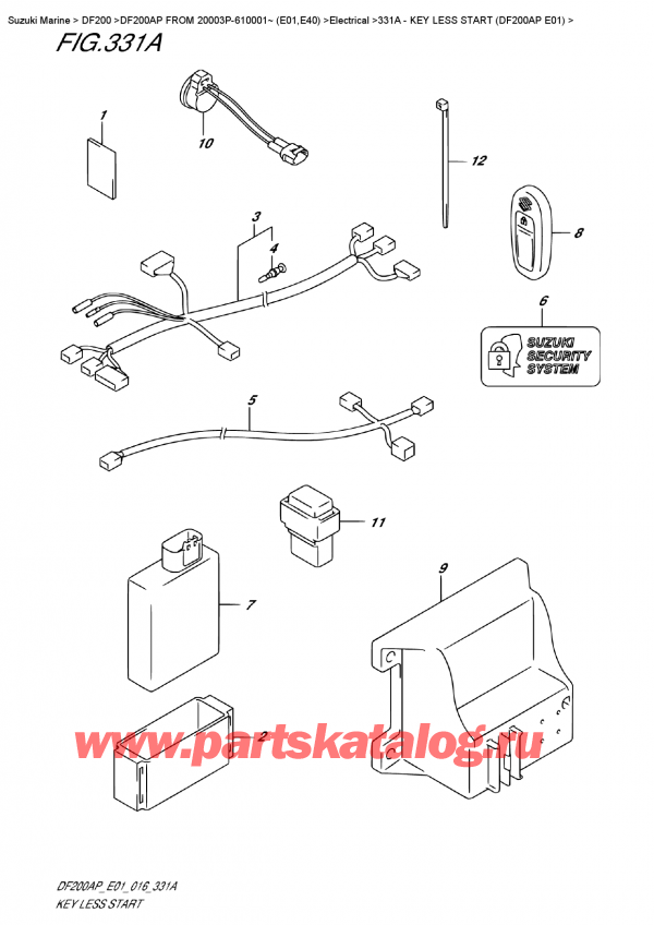 ,    , Suzuki DF200AP L/X FROM 20003P-610001~ (E01)    2016 , Key Less Start  (Df200Ap  E01)