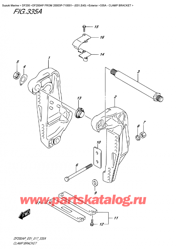 ,  , Suzuki DF200A PL / PX FROM 20003P-710001~ (E01)  , Clamp Bracket