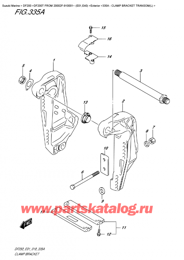   ,   , Suzuki DF200T X FROM 20002F-910001~ (E01)  2019 , Clamp Bracket  Transom(L)