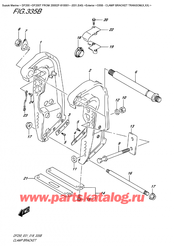  ,   , Suzuki DF200T X FROM 20002F-810001~ (E01)   2018 , Clamp Bracket  Transom(X,xx)