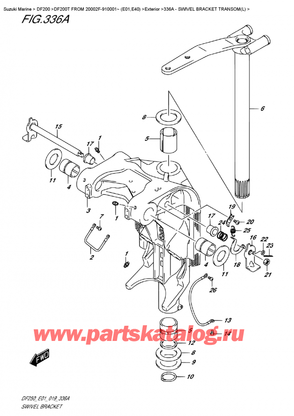   ,  , SUZUKI DF200T X FROM 20002F-910001~ (E01), Swivel Bracket  Transom(L)