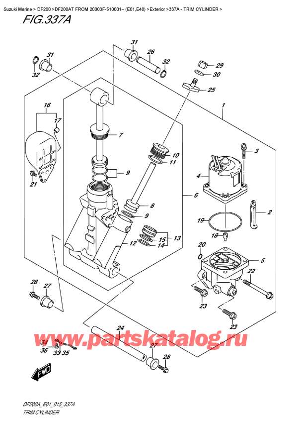 ,    , Suzuki DF200A TL / TX FROM 20003F-510001~ (E01)  2015 ,   / Trim Cylinder