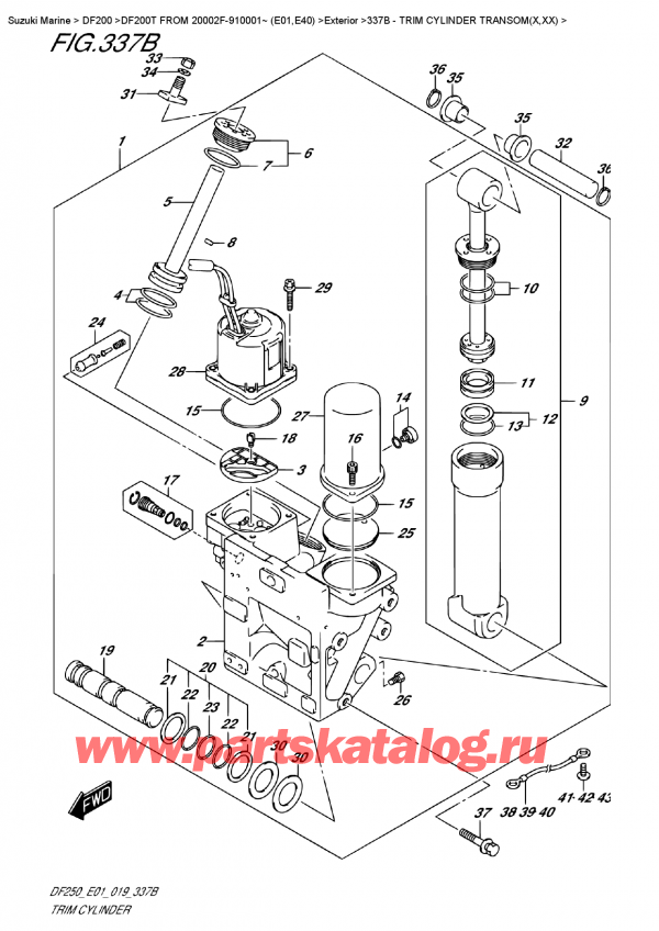  ,   , Suzuki DF200T X FROM 20002F-910001~ (E01),   Transom (X, xx) / Trim  Cylinder  Transom(X,xx)