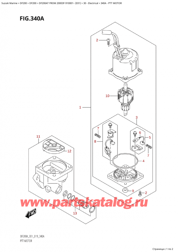  ,   , Suzuki Suzuki DF200A TL / TX FROM 20003F-910001~  (E01 019)  2019 , Ptt Motor