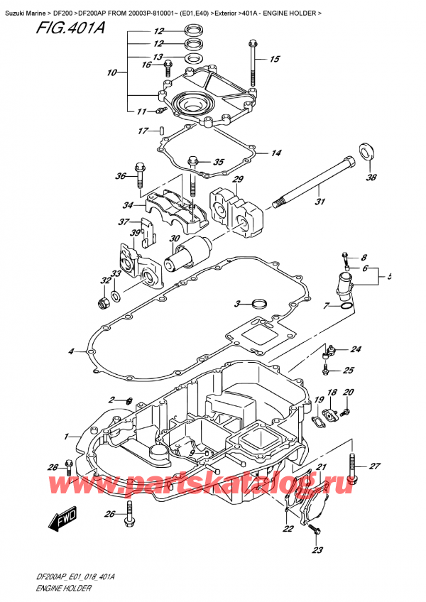   ,  , Suzuki DF200AP L/X FROM 20003P-810001~ (E01)  2018 , Engine Holder