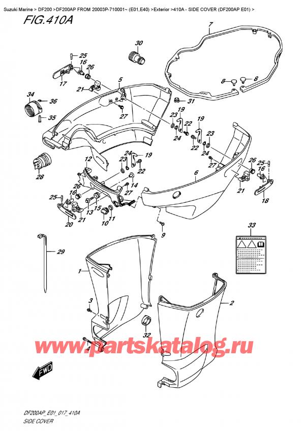  ,   , Suzuki DF200A PL / PX FROM 20003P-710001~ (E01)    2017 , Side Cover (Df200Ap  E01) -   (Df200Ap E01)