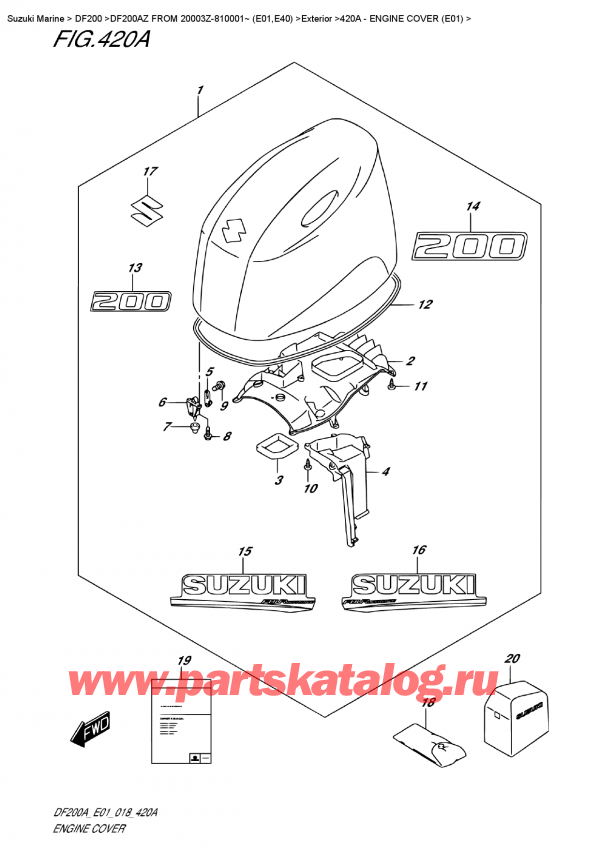  ,   , SUZUKI DF200A ZL / ZX FROM 20003Z-810001~ (E01), Engine Cover  (E01)