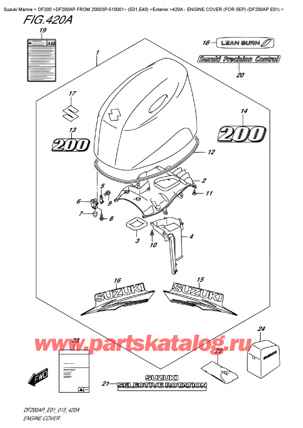  ,   , SUZUKI DF200 APL / APX FROM 20003P-510001~ (E01), Engine Cover  (For  0Ep)  (Df200Ap  E01)