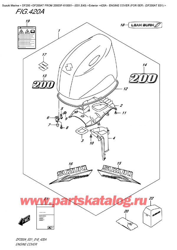  ,  , SUZUKI DF200A TL/TX FROM 20003F-610001~ (E01)    2016 , Engine Cover  (For  0Ep)  (Df200At E01) -   () ( 0Ep) (Df200At E01)