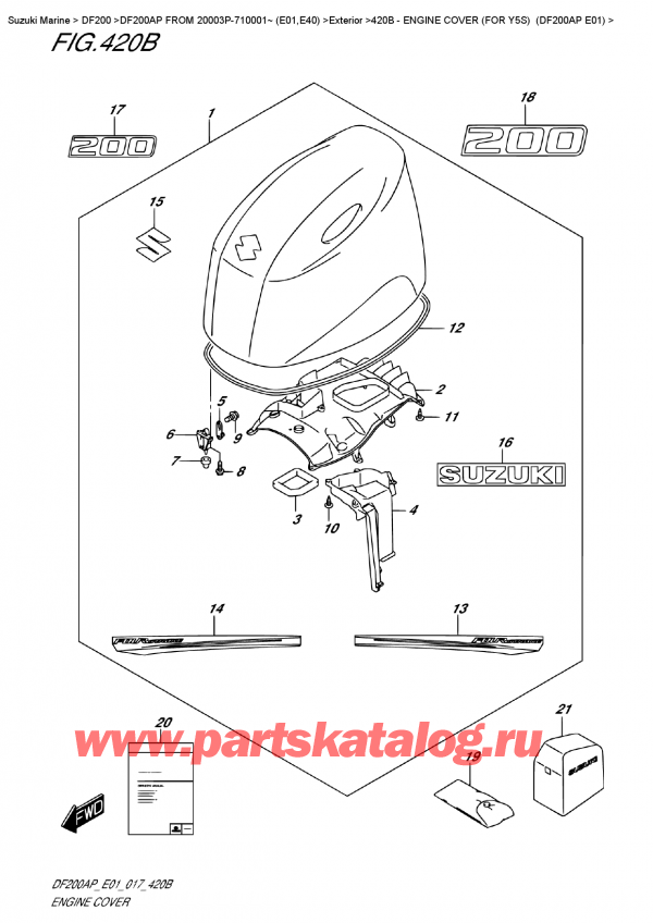  ,   , SUZUKI DF200A PL / PX FROM 20003P-710001~ (E01)    2017 , Engine Cover  (For  Y5S)  (Df200Ap E01) -   () (   ) (Df200Ap E01)