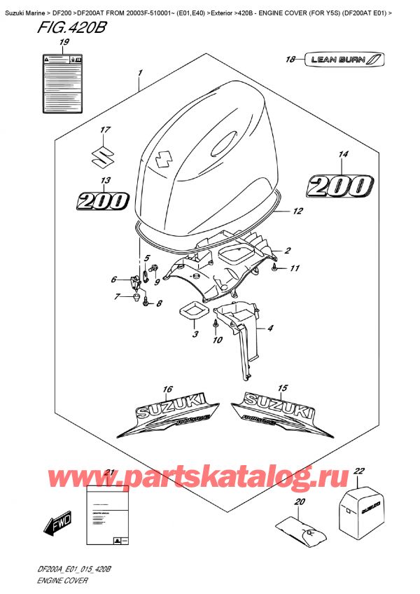   ,   , Suzuki DF200A TL / TX FROM 20003F-510001~ (E01), Engine Cover  (For  Y5S)  (Df200At  E01) /   () (   ) (Df200At E01)