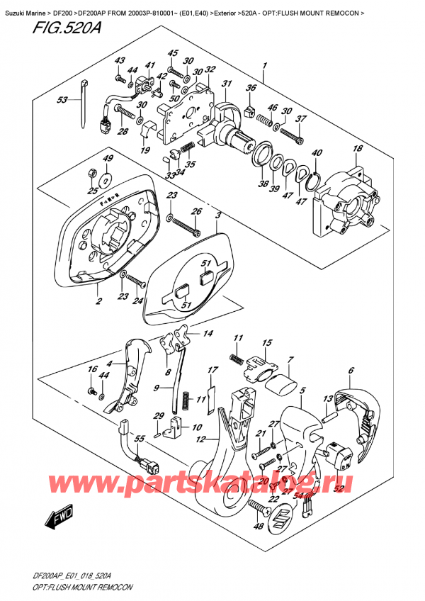   ,    , SUZUKI DF200AP L/X FROM 20003P-810001~ (E01), Opt:flush  Mount  Remocon - :   Remocon