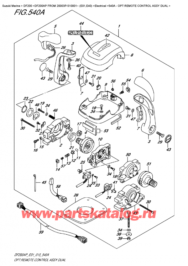   ,   , Suzuki DF200 APL / APX FROM 20003P-510001~ (E01)  2015 , Opt:remote  Control  Assy  Dual