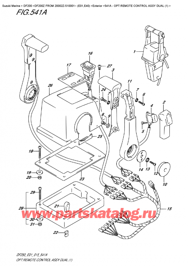 ,   , Suzuki DF200Z X / XX  FROM 20002Z-510001~ (E01)  2015 , Opt:remote  Control  Assy  Dual  (1)