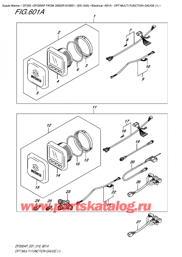  ,   , SUZUKI DF200AP L/X FROM 20003P-610001~ (E01)    2016 , : multi Function Gauge (1) / Opt:multi  Function  Gauge  (1)