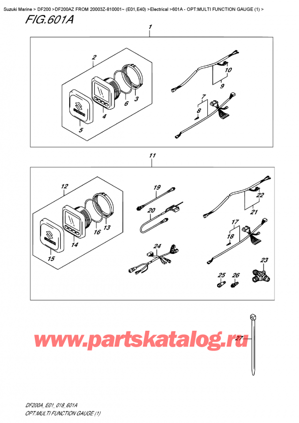  ,  , Suzuki DF200A ZL / ZX FROM 20003Z-810001~ (E01)  2018 , Opt:multi  Function  Gauge  (1)