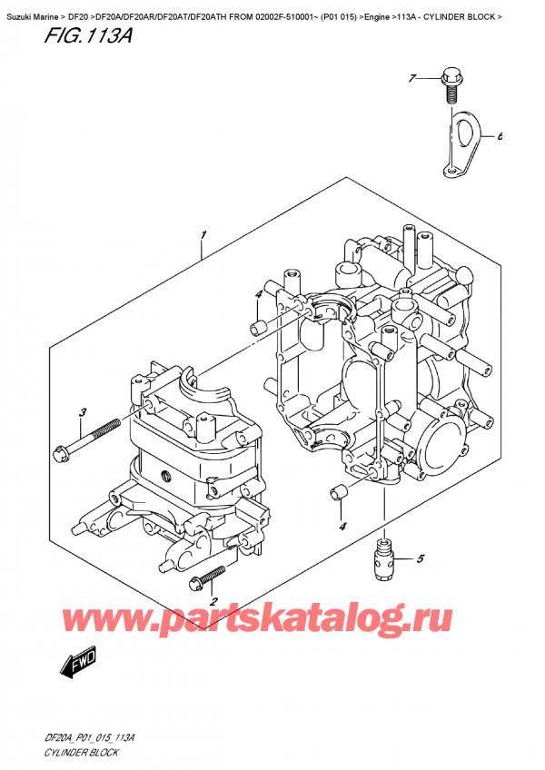   ,    , Suzuki DF20A ES / EL FROM 02002F-510001~ (P01  015), Cylinder  Block