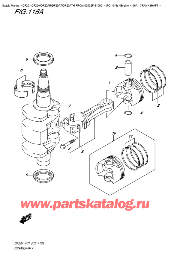  ,    , Suzuki DF20A S / L FROM 02002F-510001~ (P01 015)  2015 , Crankshaft / 