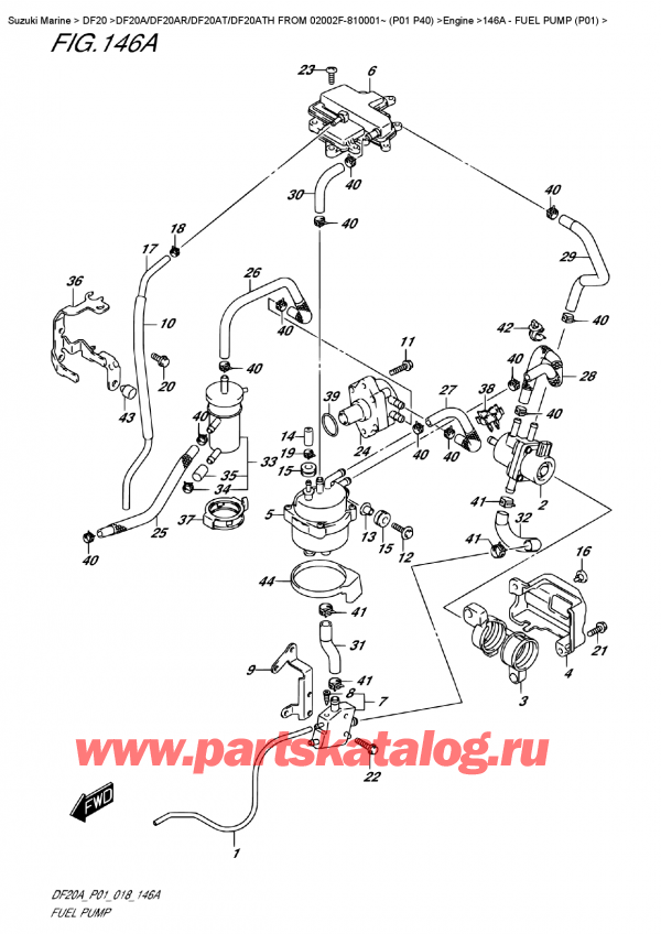  ,    , Suzuki DF20A TS / TL FROM 02002F-810001~ (P01 P40)  2018 , Fuel  Pump  (P01)