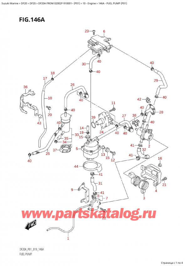 ,   , Suzuki  DF20A S/L FROM 02002F-910001~ (P01)  2019 ,   (P01) / Fuel Pump (P01)