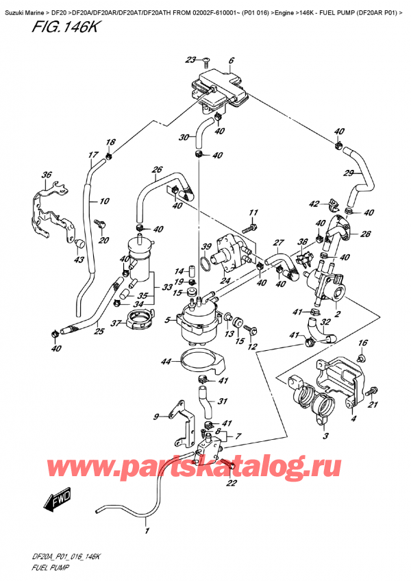  ,    , SUZUKI DF20 S/L FROM 02002F-610001~ (P01 016)   2016 ,   (Df20Ar P01) / Fuel  Pump  (Df20Ar  P01)