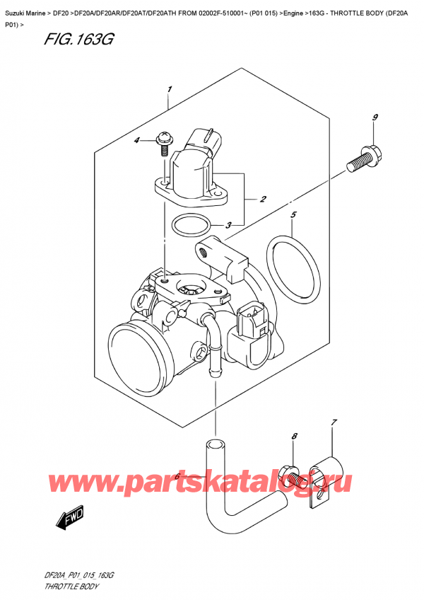  ,    , Suzuki DF20A S / L FROM 02002F-510001~ (P01 015)  2015 , Throttle  Body  (Df20A  P01)