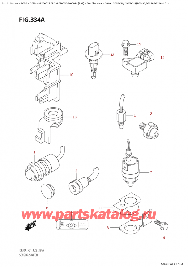   ,   , Suzuki Suzuki DF20A S / L FROM 02002F-240001~  (P01) - 2022, Sensor / Switch ((Df9.9B,Df15A,Df20A):P01)