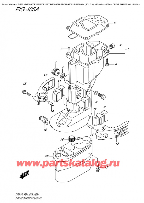   ,   , SUZUKI DF20A S/L FROM 02002F-610001~ (P01 016) , Drive Shaft  Housing