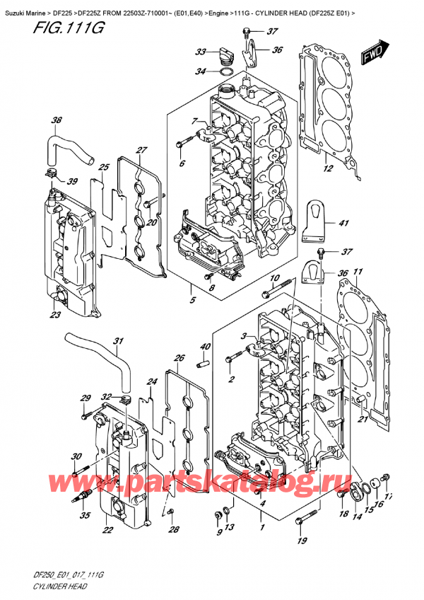  ,   , Suzuki DF225Z X/XX FROM 22503Z-710001~ (E01), Cylinder Head  (Df225Z  E01) -    (Df225Z E01)