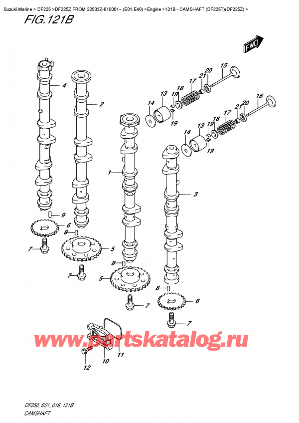  ,   , SUZUKI DF225Z X/XX FROM 22503Z-810001~ (E01)  2018 ,   (Df225T) (Df225Z) - Camshaft (Df225T)(Df225Z)