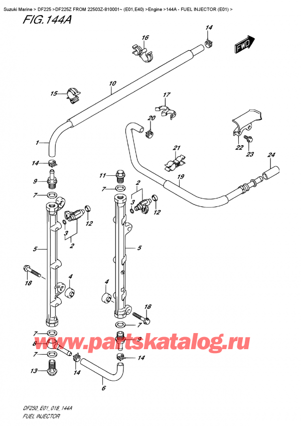   ,    , SUZUKI DF225Z X/XX FROM 22503Z-810001~ (E01), Fuel  Injector  (E01)