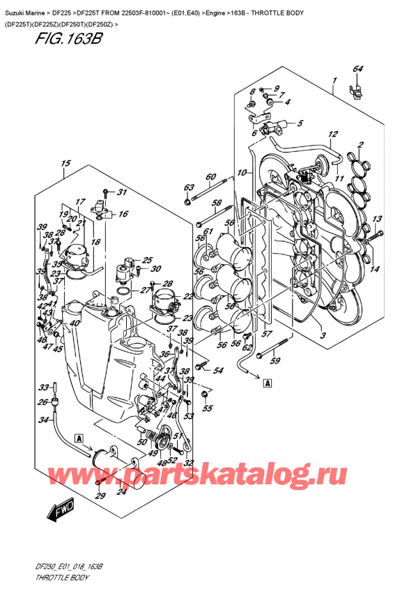  ,   , Suzuki DF225T X/XX FROM 22503F-810001~ (E01)  2018 , Throttle Body  (Df225T)(Df225Z)(Df250T)(Df250Z)