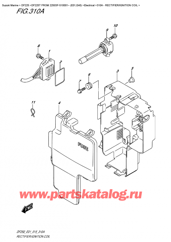  ,  , Suzuki DF225T X / XX FROM 22503F-510001~ (E01)  2015 , Rectifier/ignition  Coil