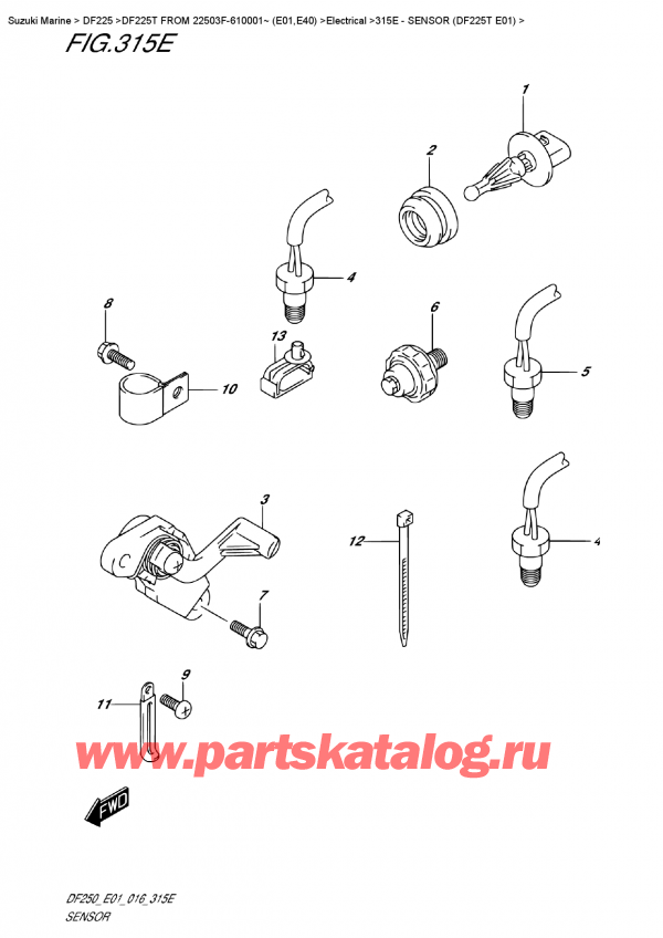  ,  , SUZUKI DF225T X/XX FROM 22503F-610001~ (E01) ,  (Df225T E01) - Sensor (Df225T  E01)