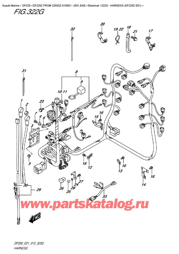 ,    , Suzuki DF225Z X / XX FROM 22503Z-510001~ (E01)  2015 , Harness (Df225Z  E01)