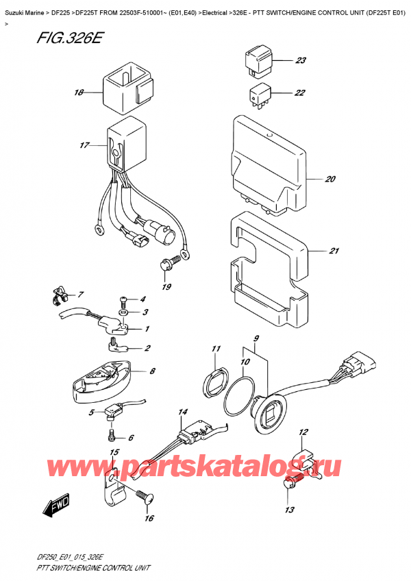   ,    , Suzuki DF225T X / XX FROM 22503F-510001~ (E01)  2015 ,   /    (Df225T E01) / Ptt  Switch/engine  Control  Unit  (Df225T  E01)