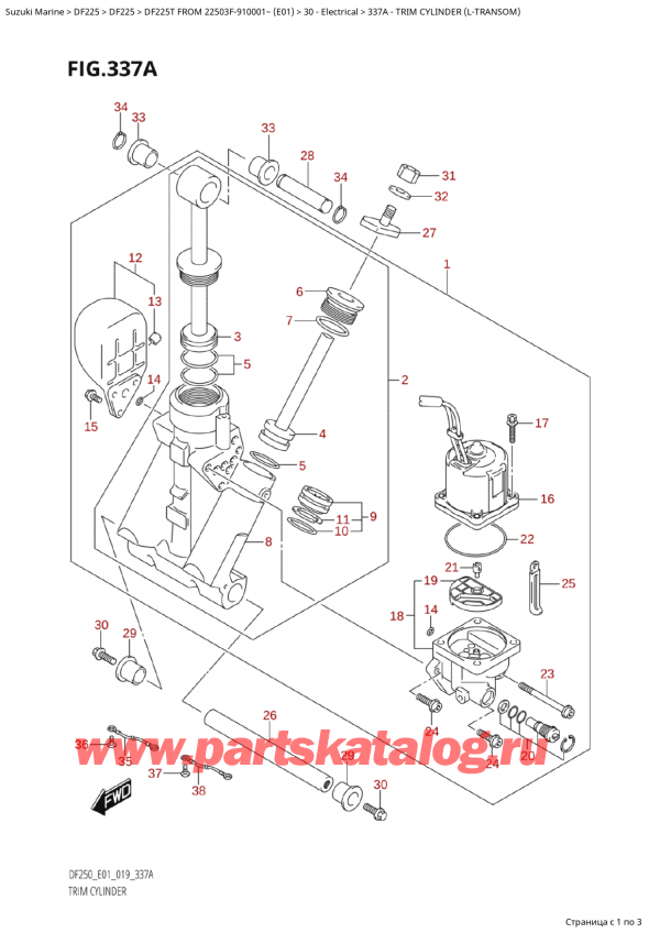   ,    , Suzuki Suzuki DF225T X / XX FROM 22503F-910001~  (E01 019)  2019 ,   (LTransom)